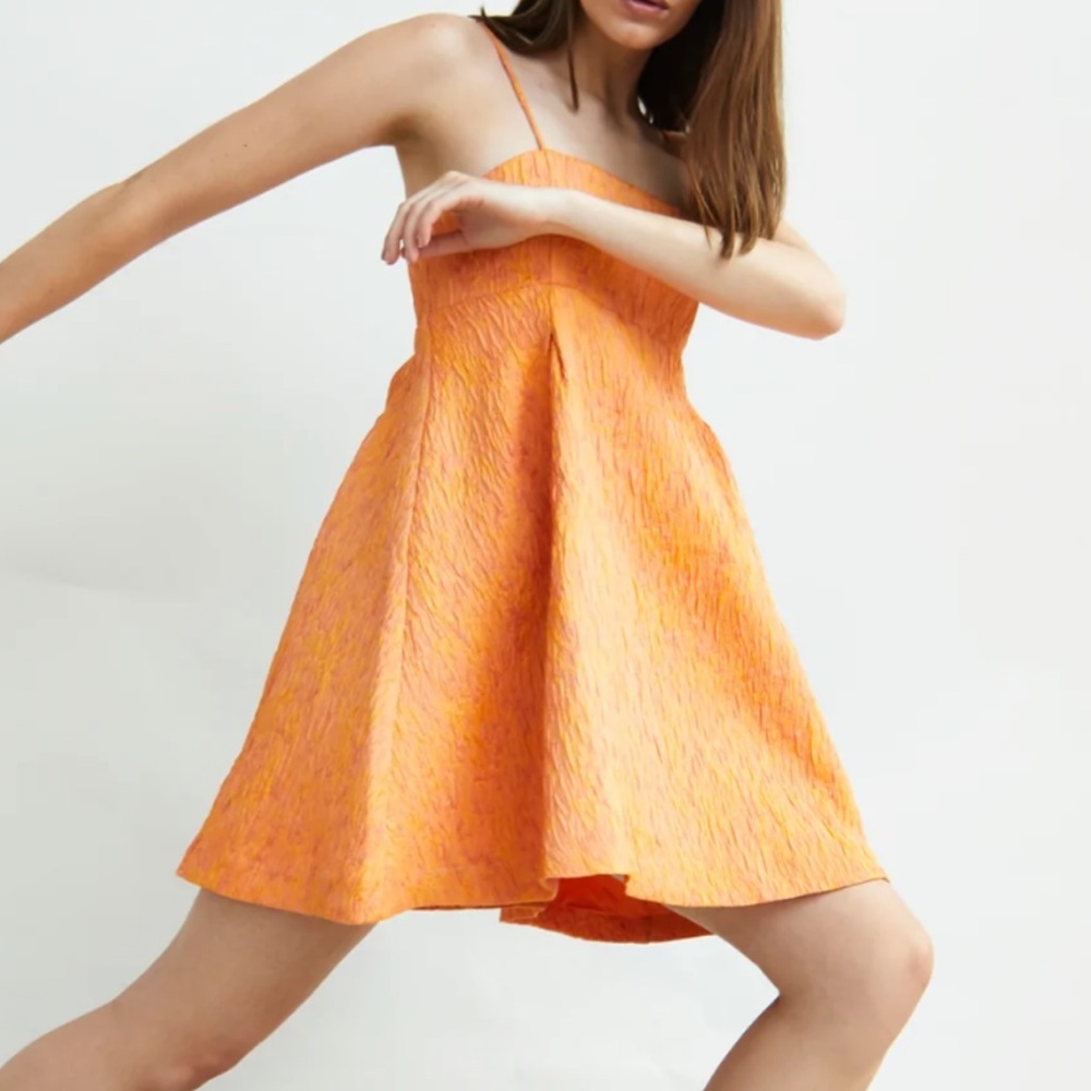 Glamorous Collection Orange Textured Jacquard Mini Dress
